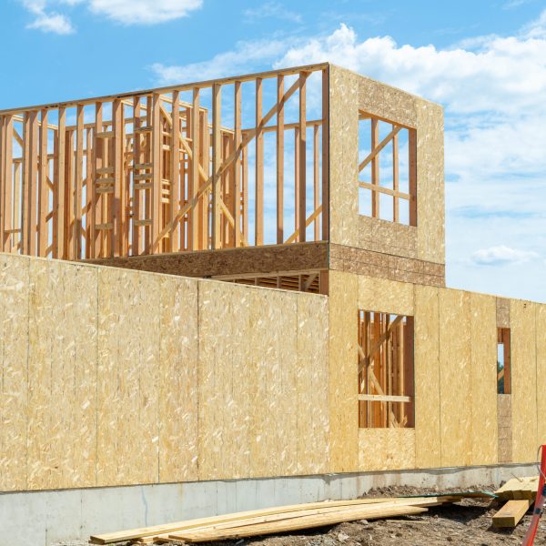 frame and foundation of the new house site real development wall wooden work wood frame plank material work